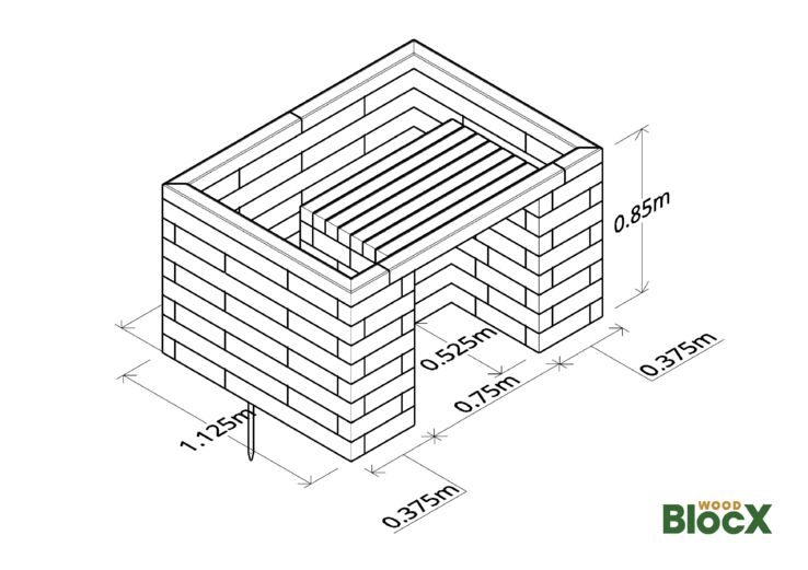 Potager surélevé accessible fauteuil roulant / 150 x 112,5 x 85 cm